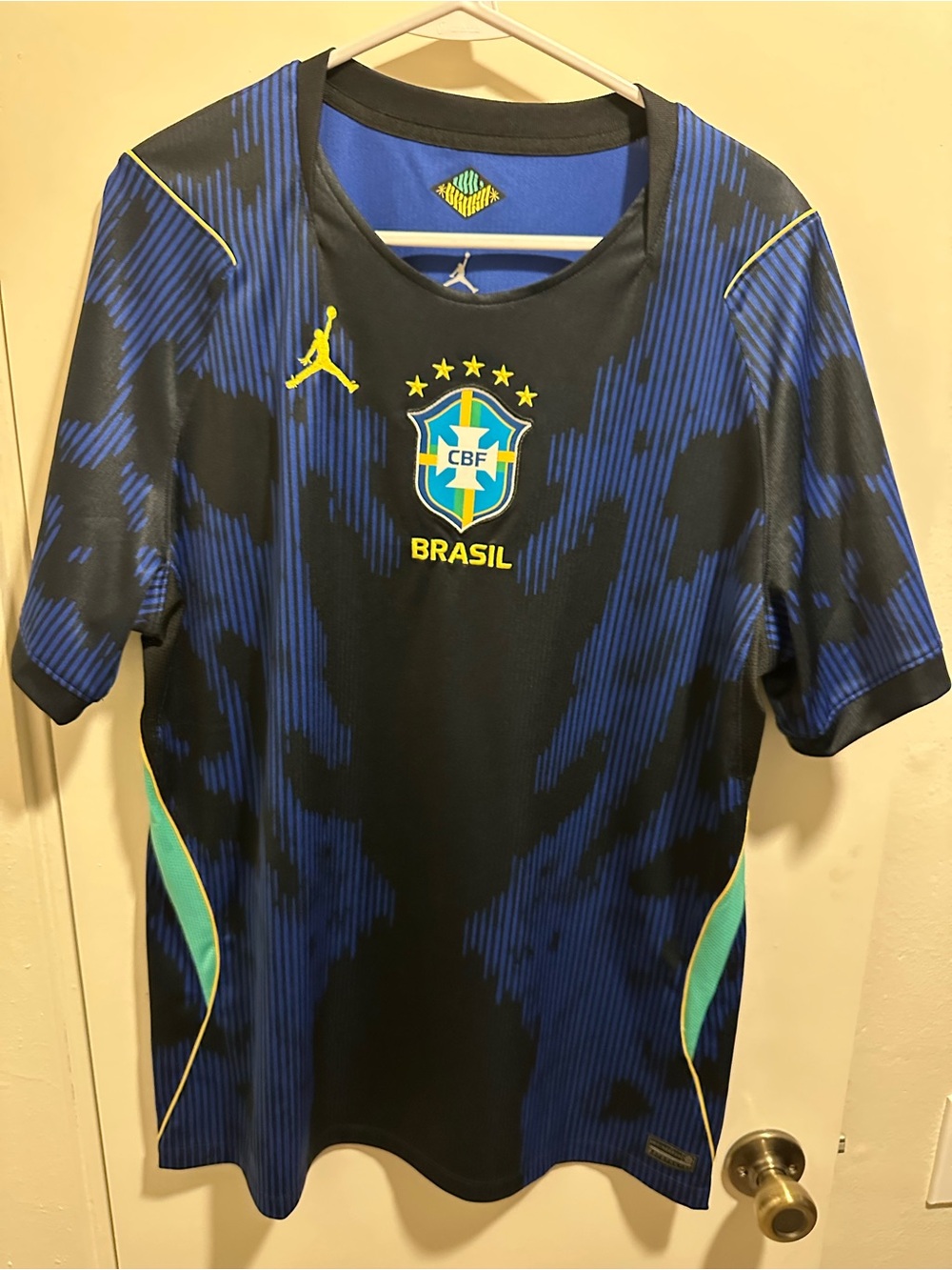 Nike Blue & Black Brazil Football Jersey with Yellow Stars
